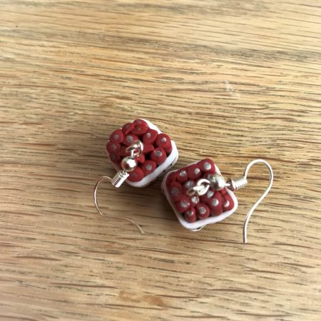 Minecraft TNT dynamite explosive gamer polymer clay dangly earrings