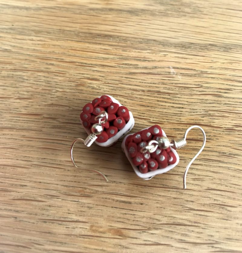Minecraft TNT dynamite explosive gamer polymer clay dangly earrings
