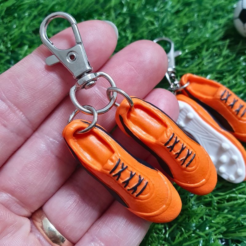 Polymer Clay Football Boots Keyring, Soccer Bag Charm, Various Colours