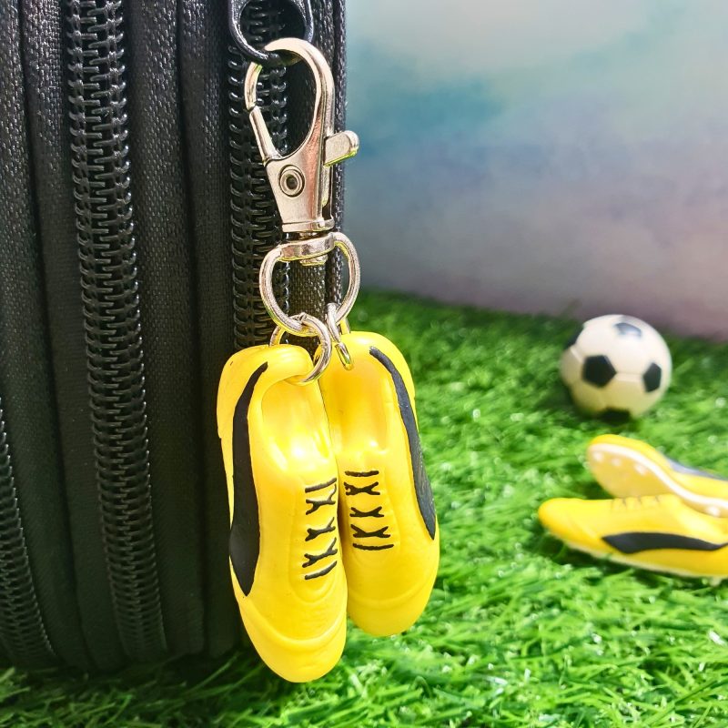 Polymer Clay Football Boots Keyring, Soccer Bag Charm, Various Colours