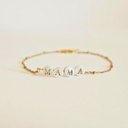 Delicate Handmade Mama Bracelet | 18K Gold Plated Bracelet | Freshwater Pearl