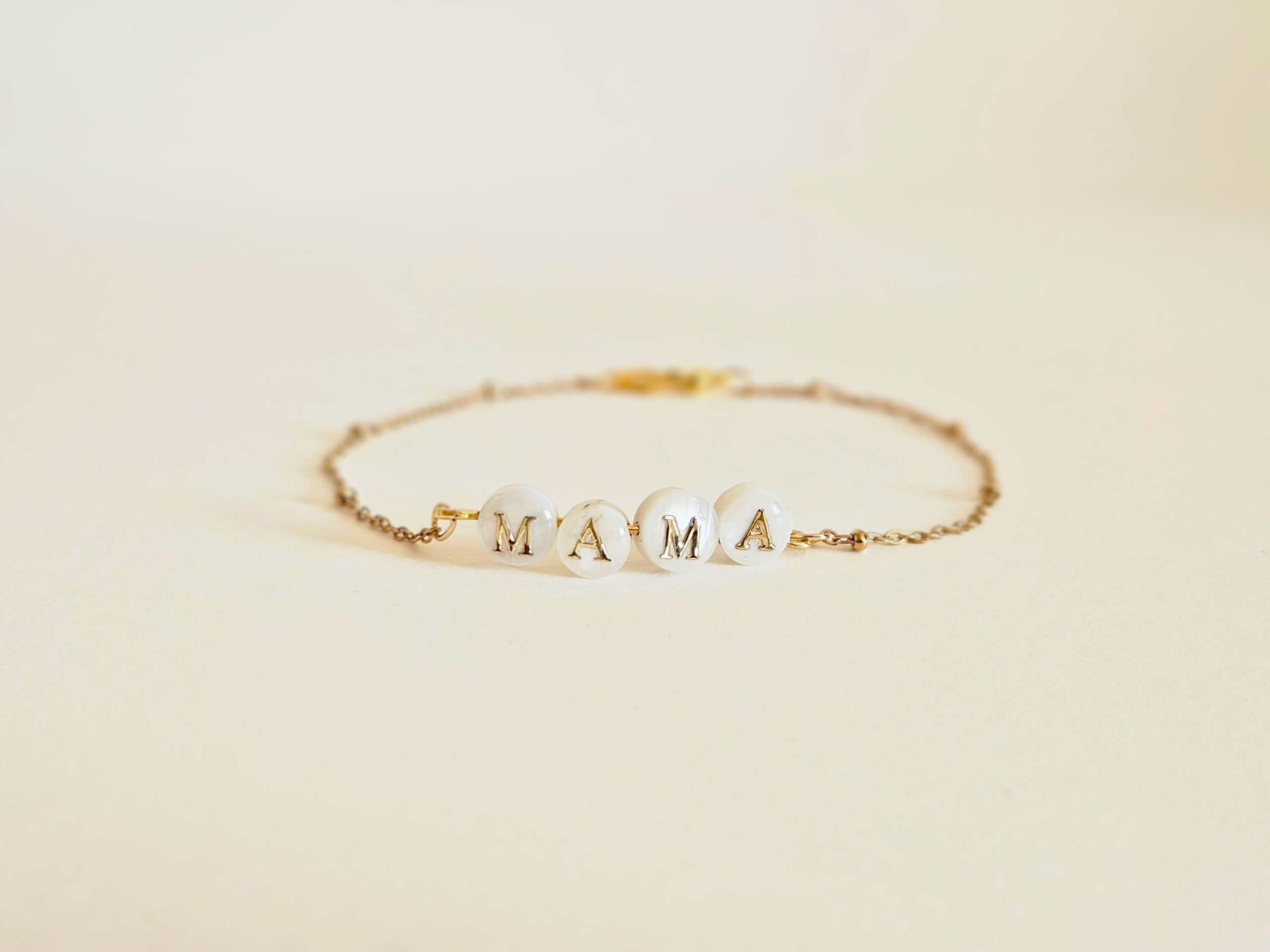 Delicate Handmade Mama Bracelet | 18K Gold Plated Bracelet | Freshwater Pearl