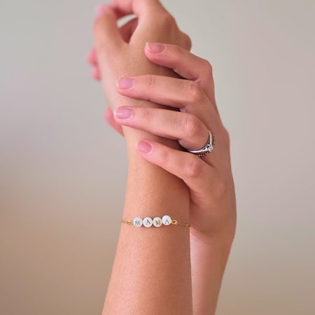 Delicate Handmade Mama Bracelet | 18K Gold Plated Bracelet | Freshwater Pearl