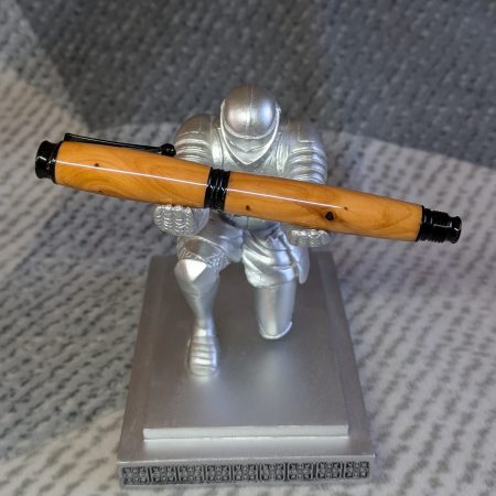 Omega style wooden rollerball made from yew with black fittings