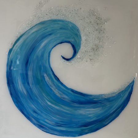 Resin and crystal wave wall art