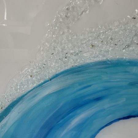 Resin and crystal wave wall art