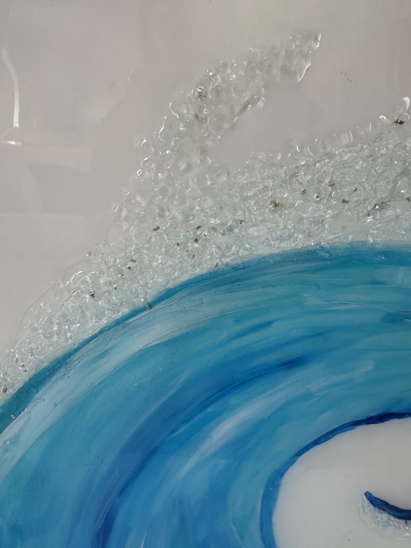Resin and crystal wave wall art