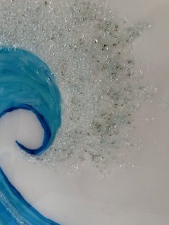 Resin and crystal wave wall art