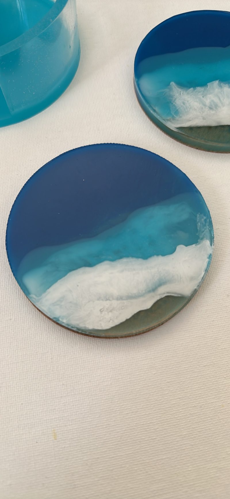 Ocean resin coasters and holder