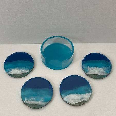 Ocean resin coasters and holder
