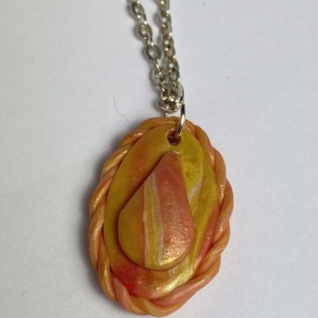 Clearance Pendant: Small hand crafted polymer clay pendant