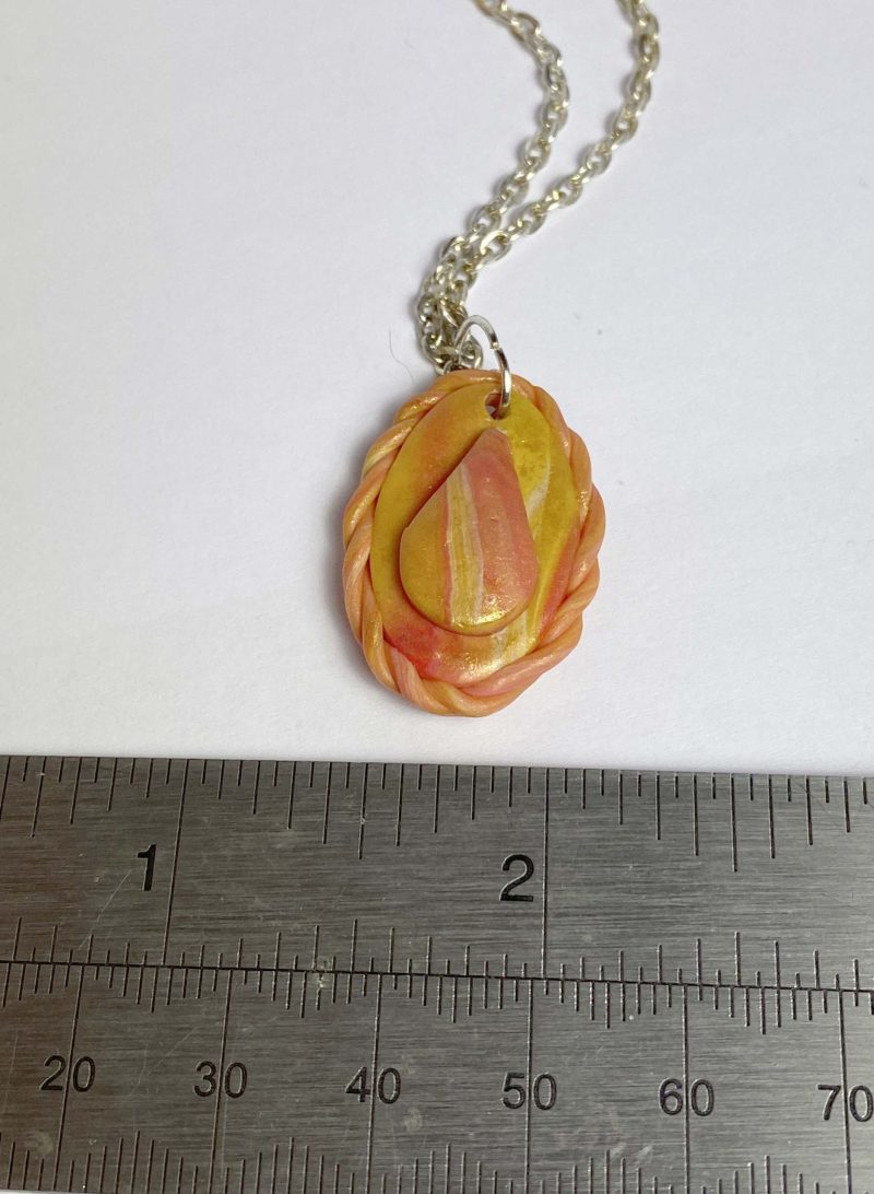 Clearance Pendant: Small hand crafted polymer clay pendant