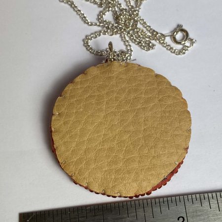 Clearance Pendant: Hand beaded medallion with shell bead at centre