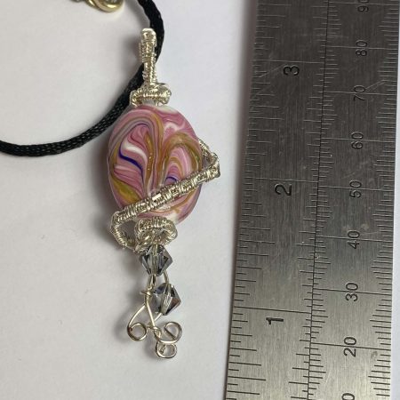 Clearance Pendant: Hand-made wire-wrapped pink ceramic bead