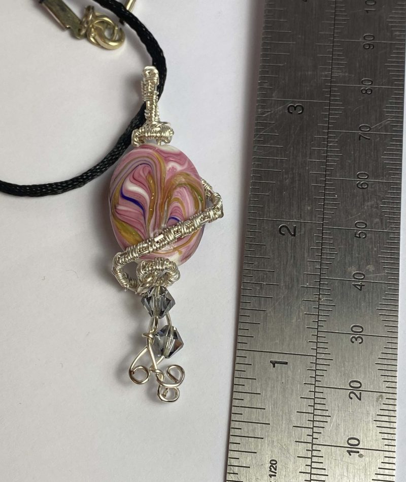 Clearance Pendant: Hand-made wire-wrapped pink ceramic bead