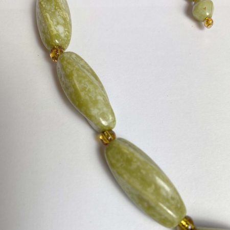 Clearance Necklace Set: Pale green necklace and earrings set