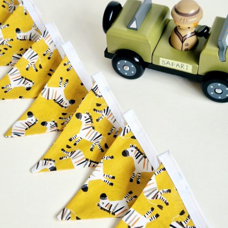 Handmade Zebra mini bunting 1.5m Animal safari garland, Nursery playroom decor, Zoo bedroom