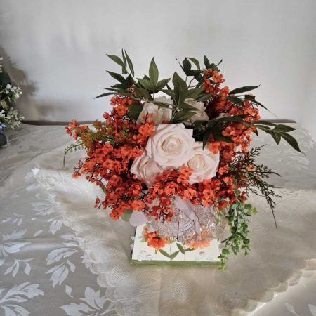 Orange and Cream surprise (Faux Flower Arrangement)