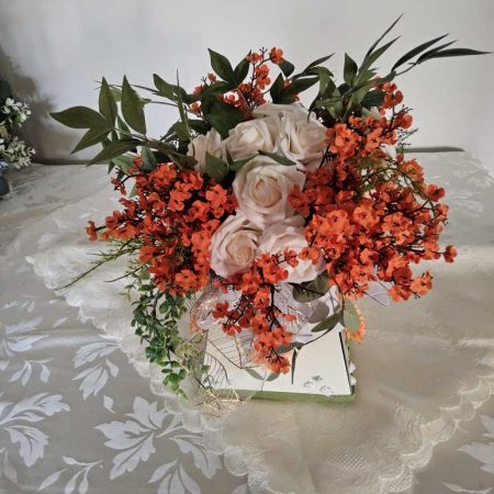 Orange and Cream surprise (Faux Flower Arrangement)