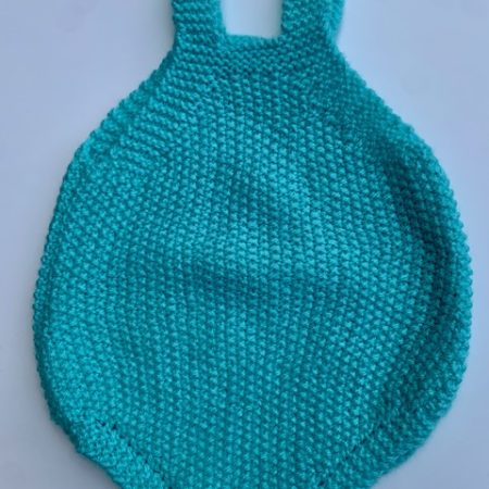 Hand-Knitted Baby Romper in Turquoise Blue 0-3 Months