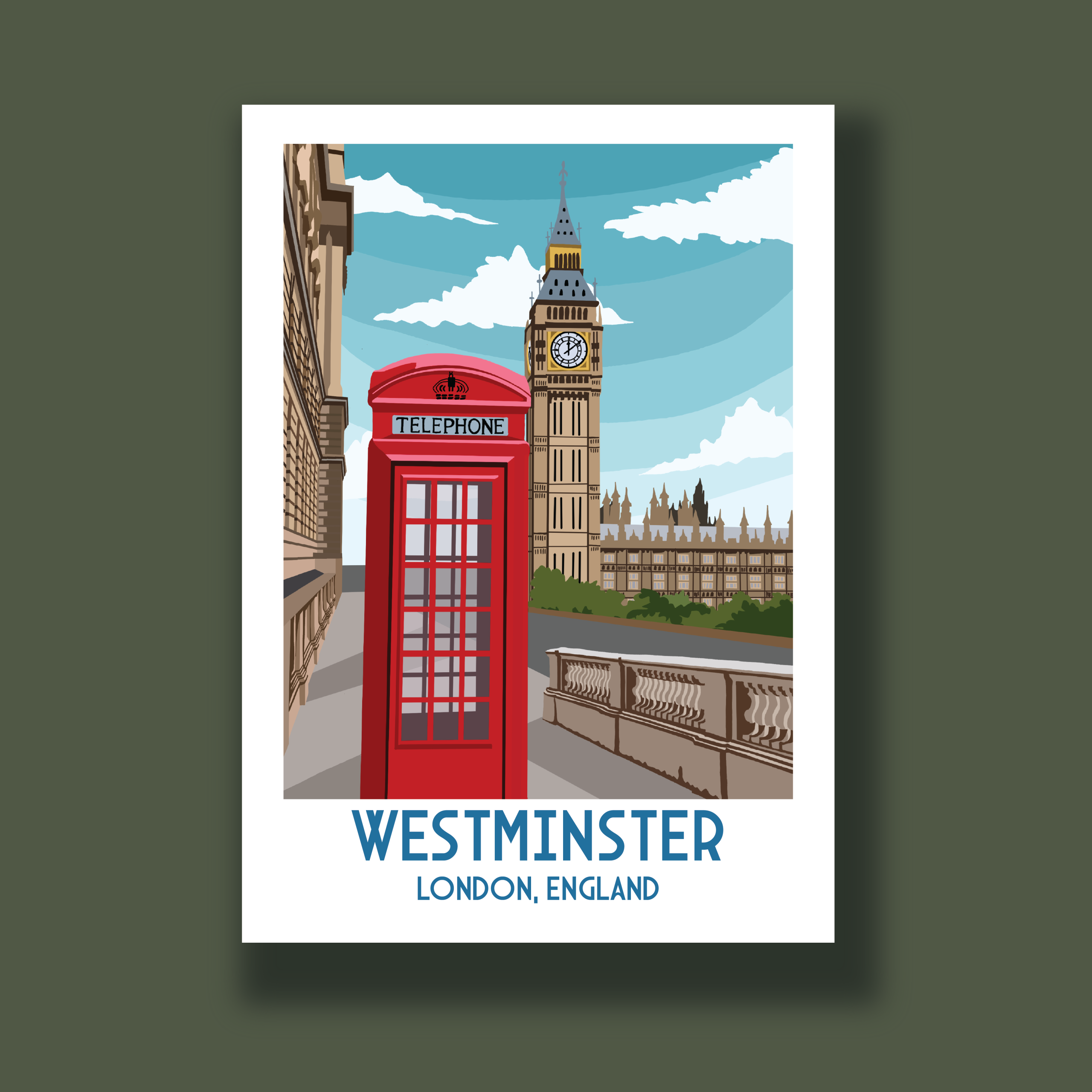 Westminster Travel poster | Digital art | Wall Decor | Artwork | UK Landscape | Landmark | Big Ben