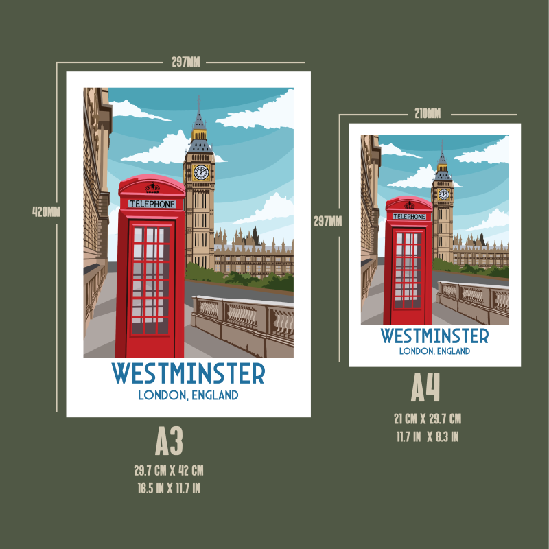 Westminster Travel poster | Digital art | Wall Decor | Artwork | UK Landscape | Landmark | Big Ben