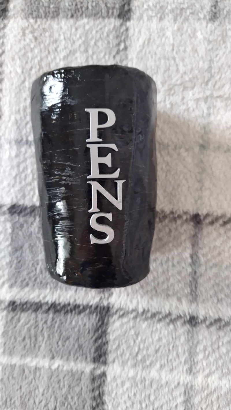Black two in one vase / pens, brushes holder.