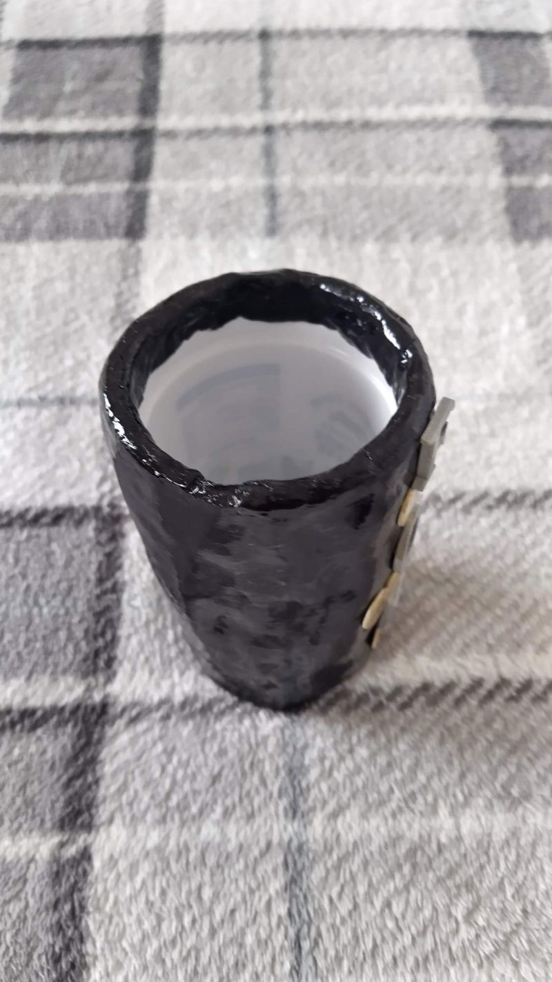 Black two in one vase / pens, brushes holder.