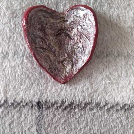 Heart trinket tray, curved, metallic paint, red and other colours