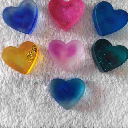 Pocket hearts in different colours. 7 for £3.50.