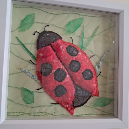Ladybird design handcrafted framed picture.