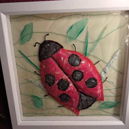 Ladybird design handcrafted framed picture.