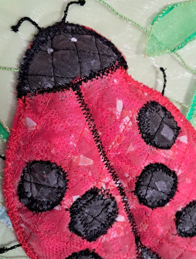 Ladybird design handcrafted framed picture.