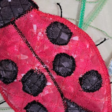 Ladybird design handcrafted framed picture.