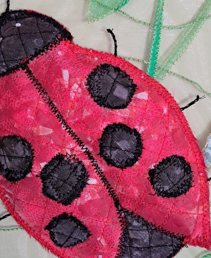 Ladybird design handcrafted framed picture.