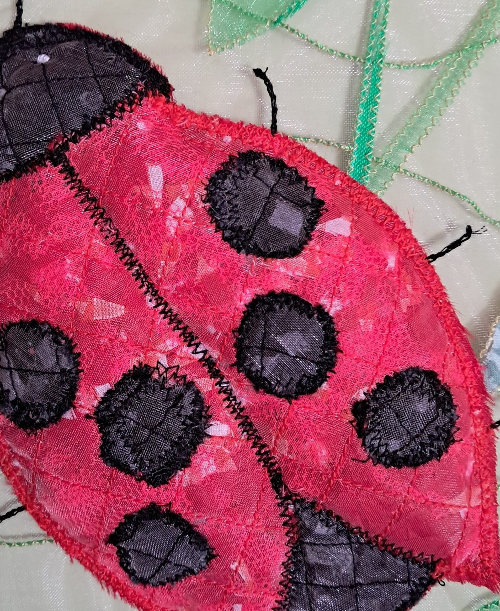 Ladybird design handcrafted framed picture.