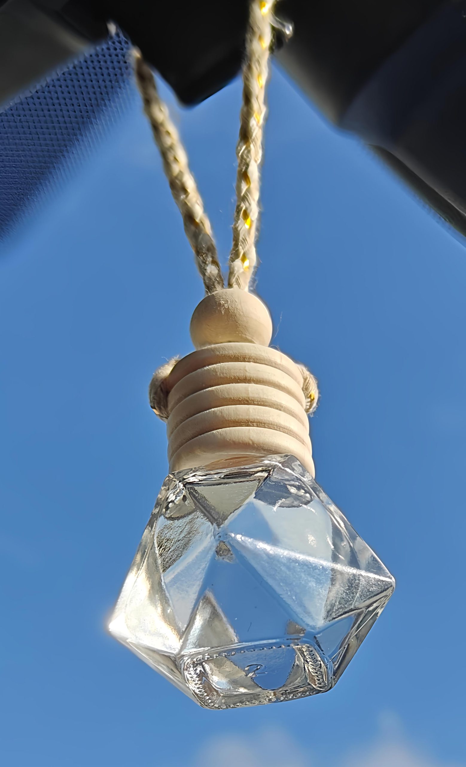 Luxury Peach Blossom Car Diffuser – Glass & Wood Air Freshener with Rope, 20% Fragrance Oil - Image 2