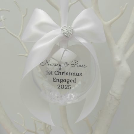 Beautiful First Christmas Engaged, 1st Christmas Engaged Ornament, Personalised First Christmas Baub