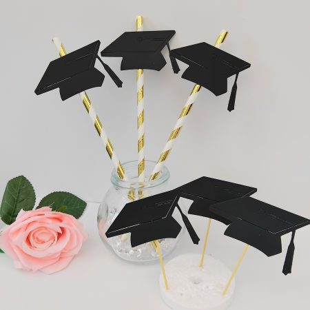 Graduation straws, Graduation cupcake toppers,Graduation party table decor