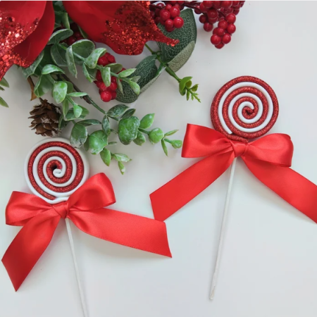 Handmade Candy Cane Swiral Lollipop,Red & White Sweets Christmas Tree Decoration 🍭