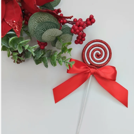 Handmade Candy Cane Swiral Lollipop,Red & White Sweets Christmas Tree Decoration 🍭