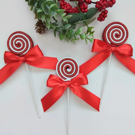 Handmade Candy Cane Swiral Lollipop,Red & White Sweets Christmas Tree Decoration 🍭