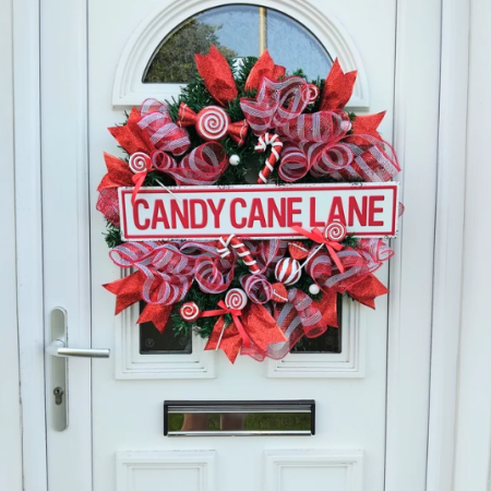 Candy Cane Lane Wreath, Sweet Door Wreath, Candy Cane Christmas Door Wreath🍭