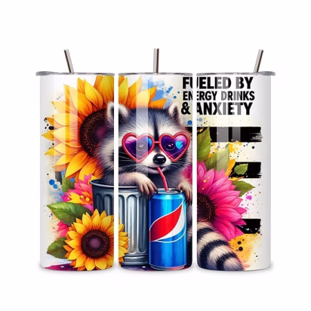 fueled by Energy Drinks & Anxiety – 20oz Funny Adult Life Tumbler