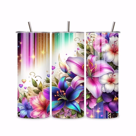 20oz Orchid Flower Tumbler – Elegant Floral Stainless Steel Cup