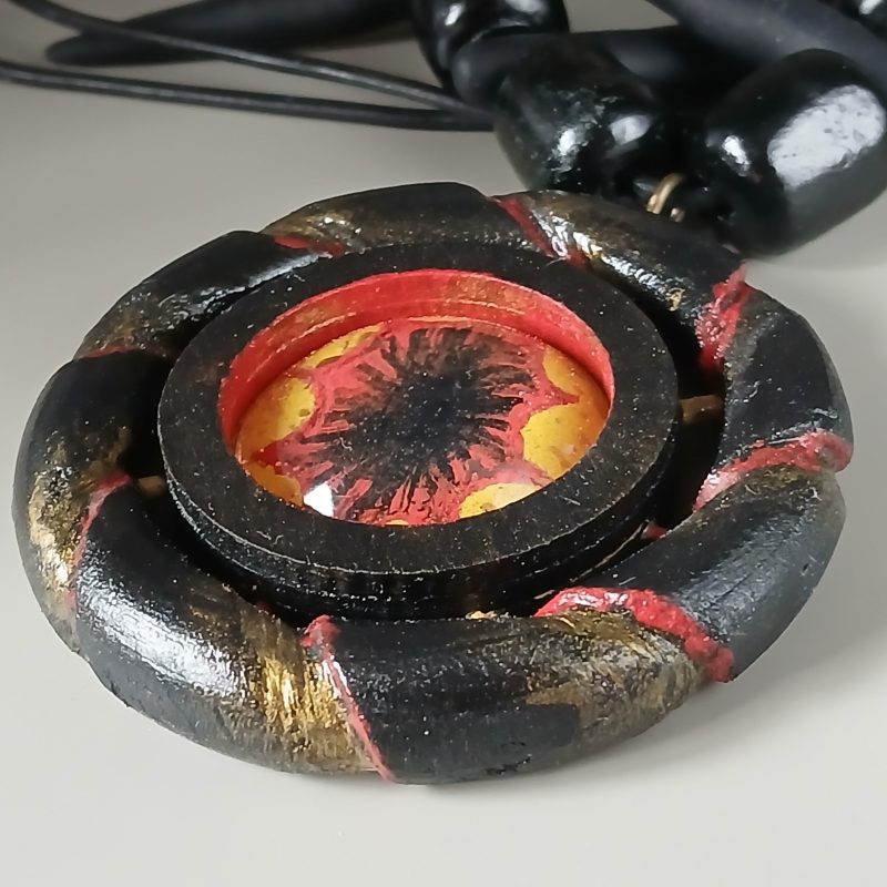 Arcane Artefacts - The Eye of Chaos | resin, wood, polymer clay necklace | LARP, cosplay, theatre