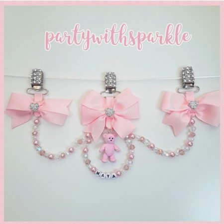 Personalised Triple Pram Charm, Teddy Crystal Pram Charm, New Baby gift, Baby shower gift