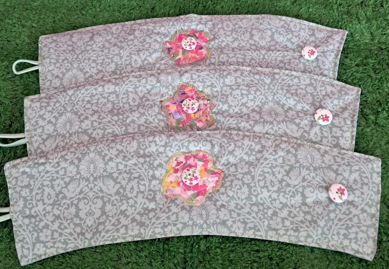 Fabric Plant Pot Covers x 3 floral green fabric