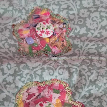 Fabric Plant Pot Covers x 3 floral green fabric