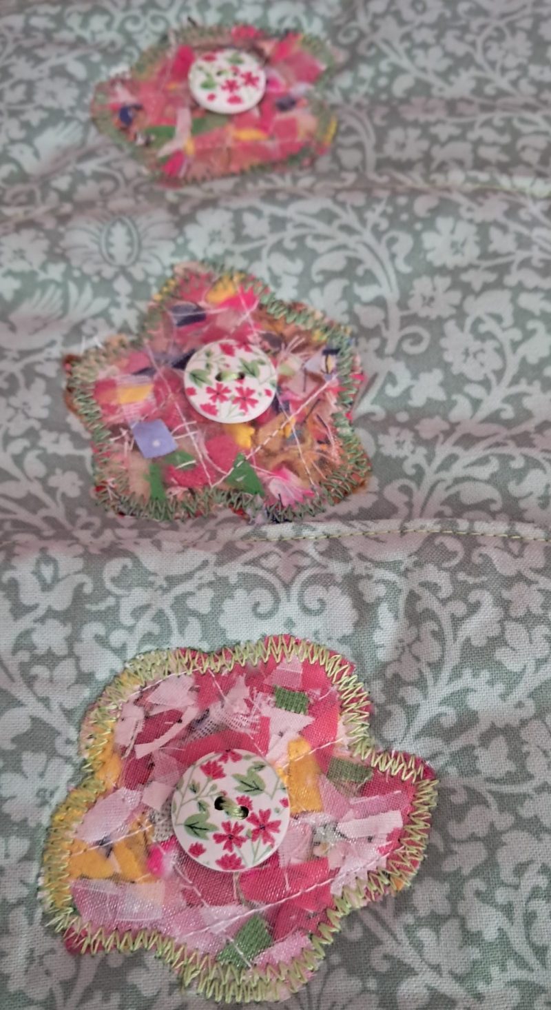 Fabric Plant Pot Covers x 3 floral green fabric